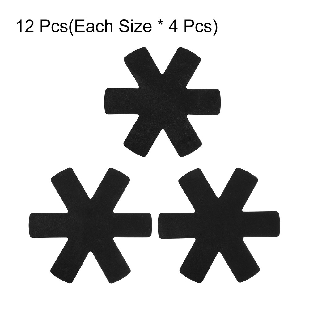 12pcs Pot Pan Protectors for Stacking 3 Size Pot Separator Black