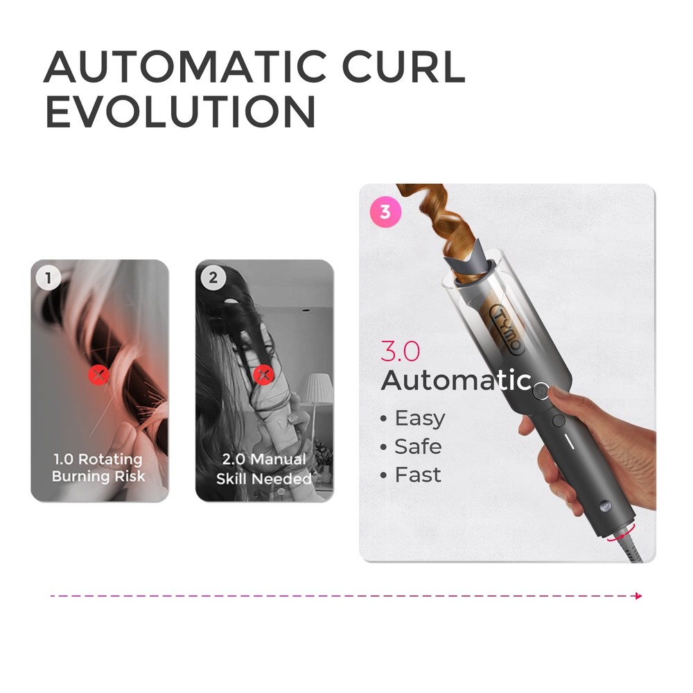 TYMO CURLPRO Automatic Curling Iron, 1 Inch Tourmaline Ceramic Barrel,