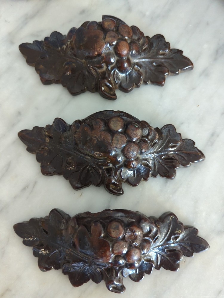 Victorian Era Wood Drawer Pulls Grape Leaf Design