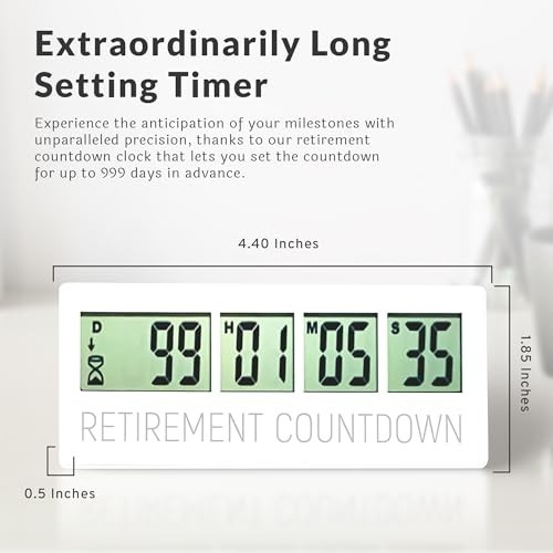 Retirement Countdown Clock - LCD Digital Timer, Easy Set & Read, Large Display,
