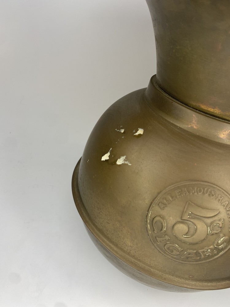 Vintage Solid Brass 5 Cent Cigars Spitoon, ALL FAMOUS HAVANA, Cuspidor
