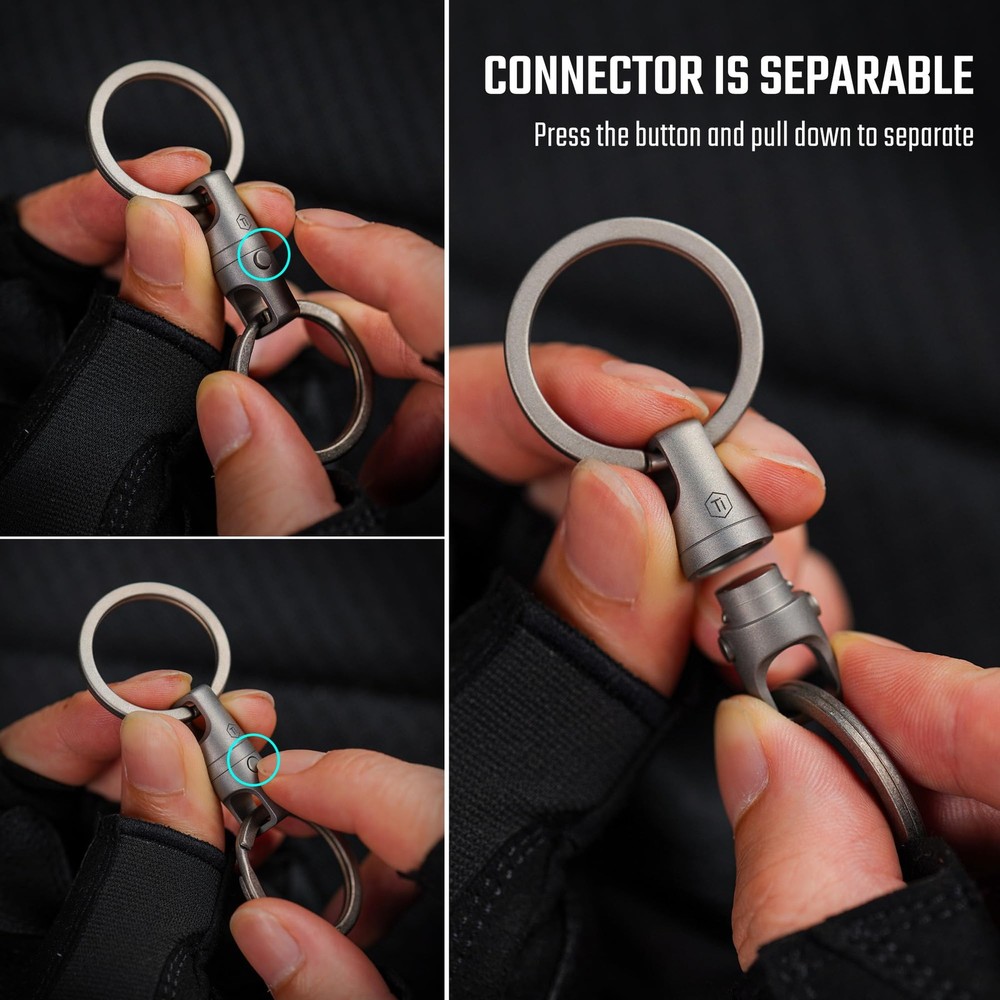 KeyUnity KA45 Titanium Quick Release Keychain, OneHand Detachable Magnetic Co...