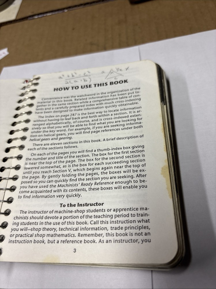 6th Edition Machinists Ready Reference, Spiral Bound, PB 19841 Vintage