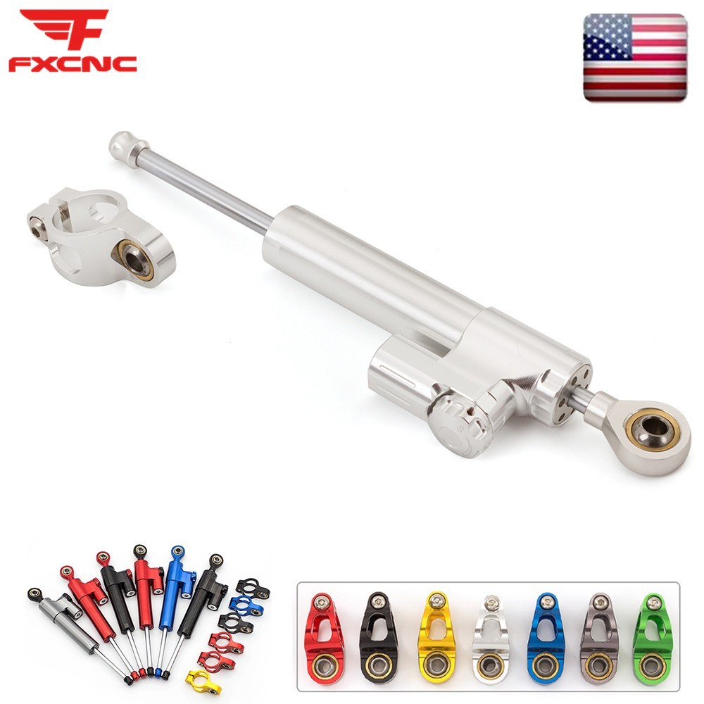 CNC Adjustable Motorcycle Steering Damper Stabilizer Linear Control Universal US