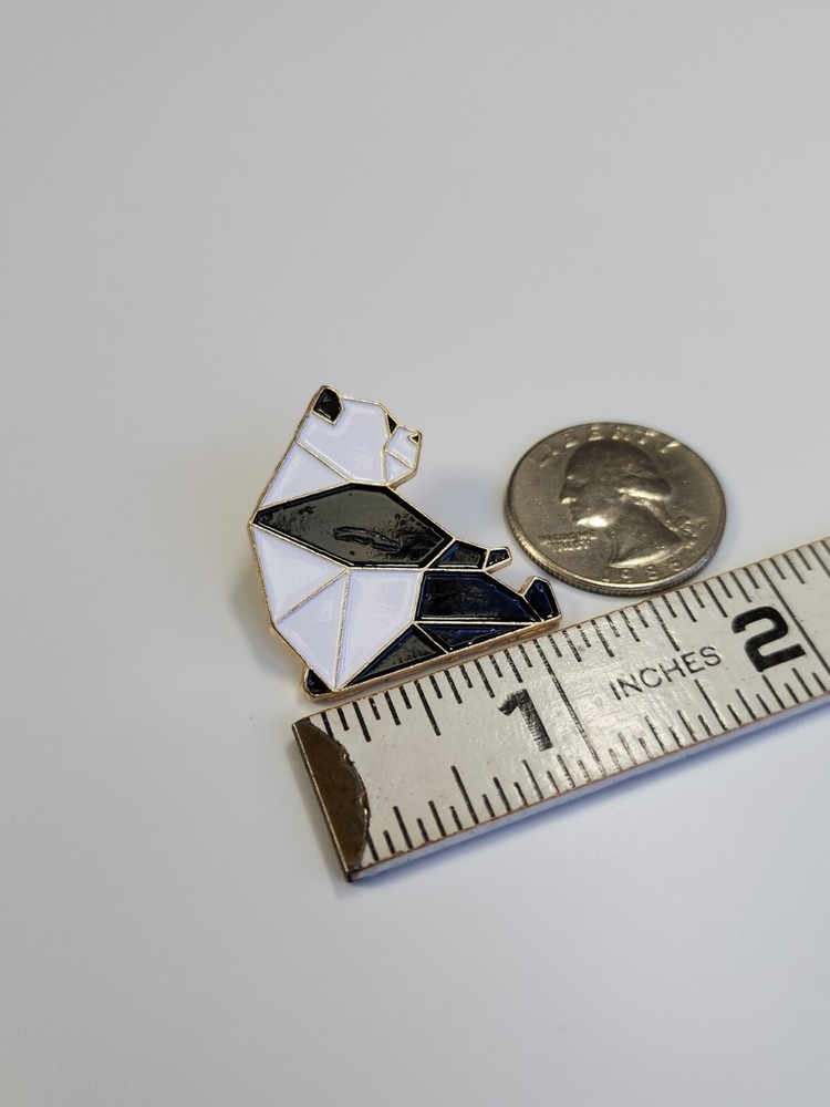 Panda Bear Lapel Pin Block Style Black & White Colors