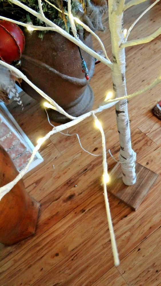 Artificial White Birch Twig Tree With Lighted Branches Rustic Christmas Décor