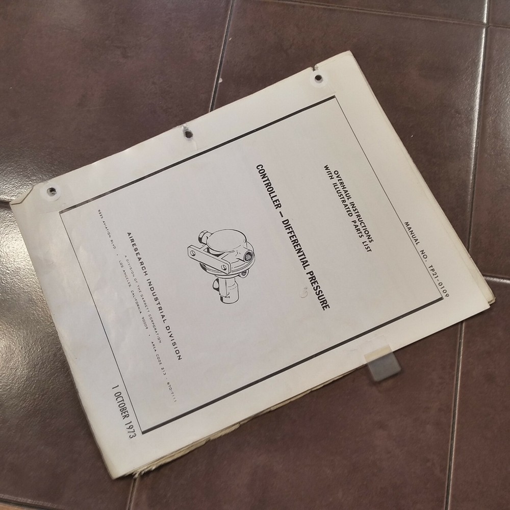 Airesearch Controller-Differential Pressure Overhaul & Parts Manual