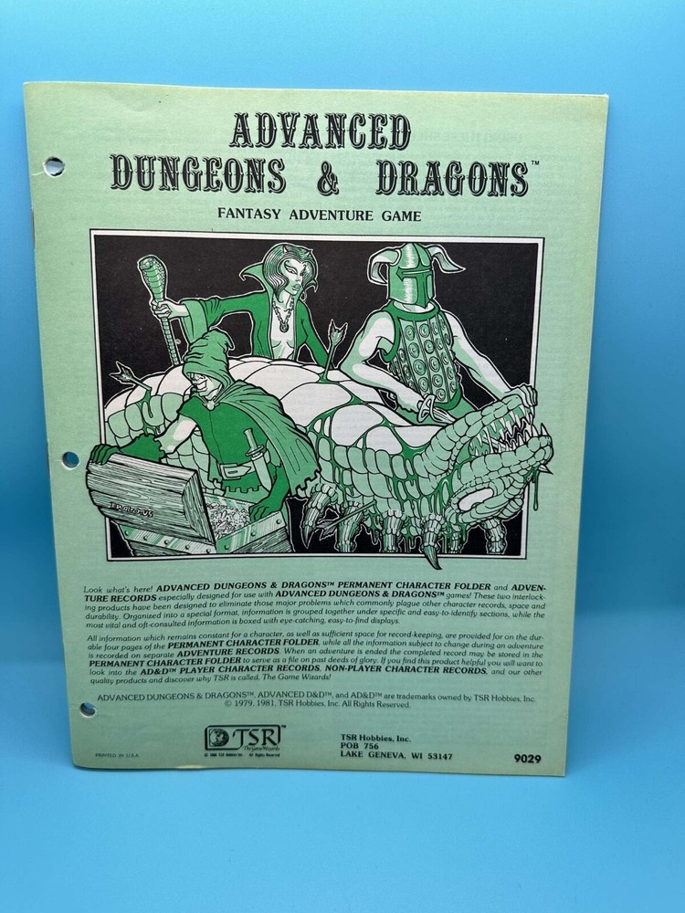 Advanced D&D Adventure record pages 1980