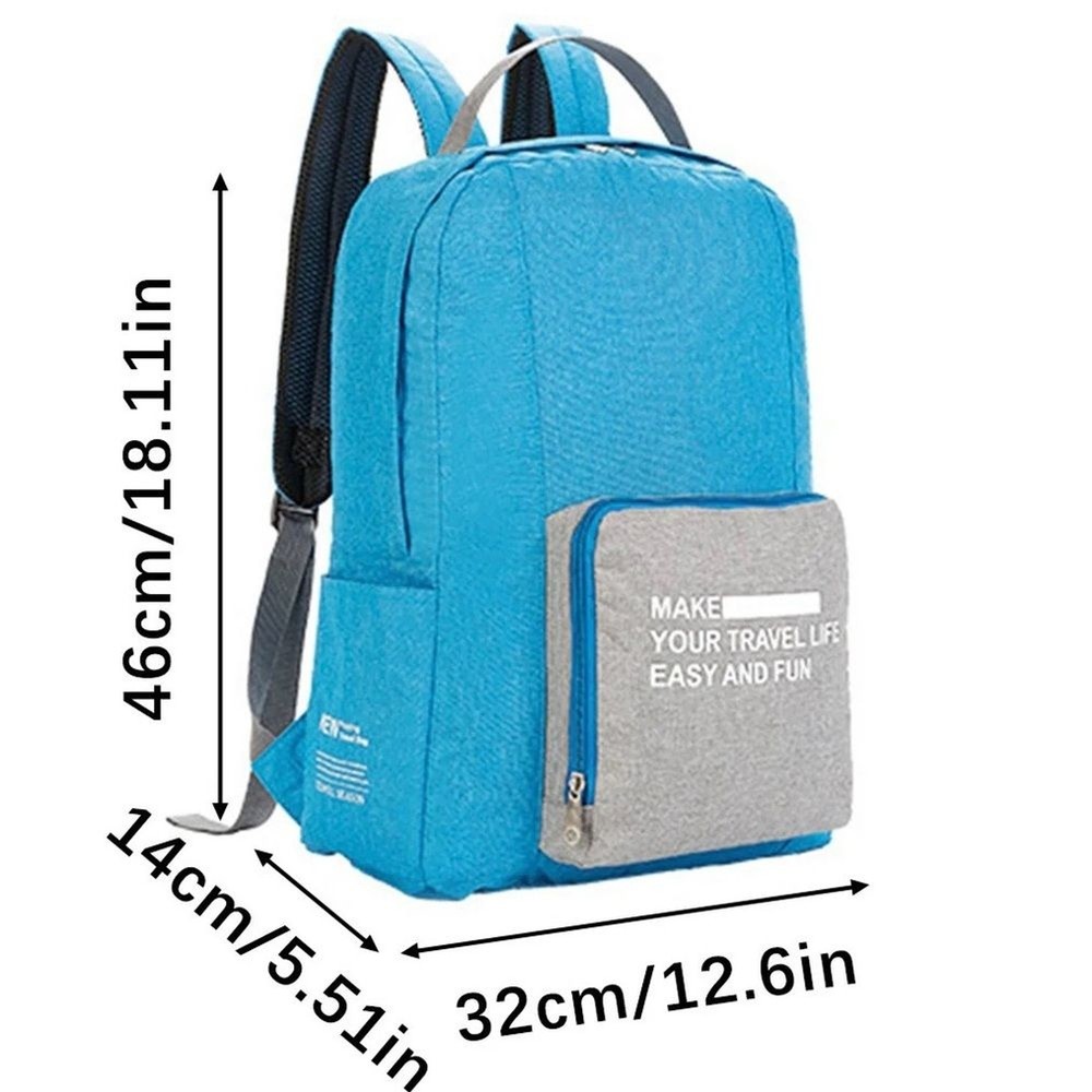 Travel Season Folding Backpack 20 Blue Grey Lightweight Packable Daypack Bag