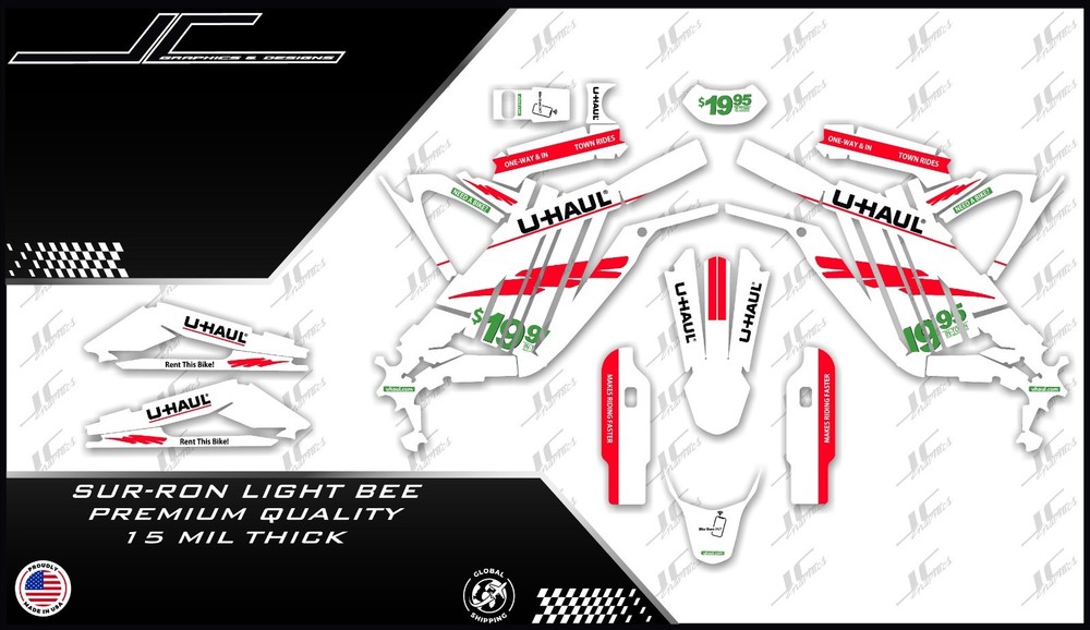 SUR-RON LIGHT BEE GRAPHICS KIT DECALS THICK AND HIGH GLOSS