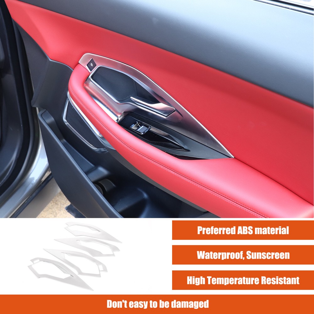 ABS Silver Chrome Inner Door Handle Lock Frame Trim For Jaguar E-PACE 2018-2023