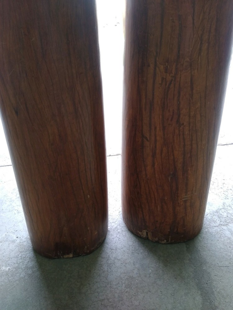 19th century Solid Teak Pillars From India - Antique Pair 6ft Tall HEAVY