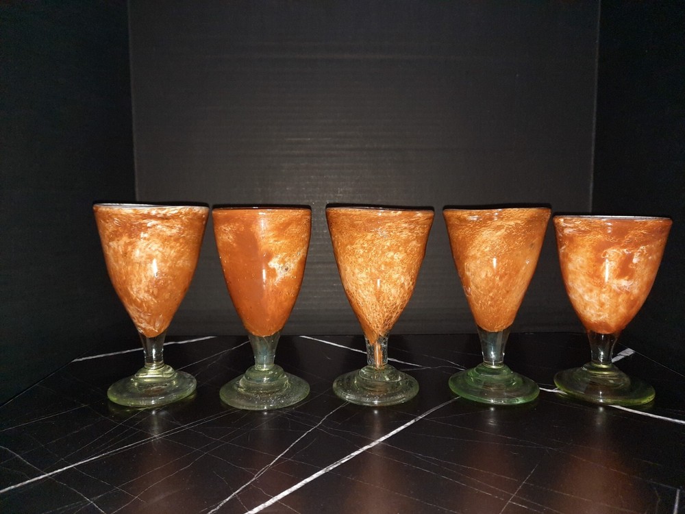 Hand Blown Glass Pitcher And Goblets