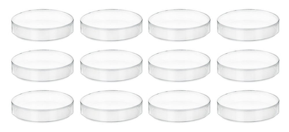 12PK Plastic Petri Dishes - 2.9" Dia., 0.5" Depth - Polypropylene - Eisco Labs