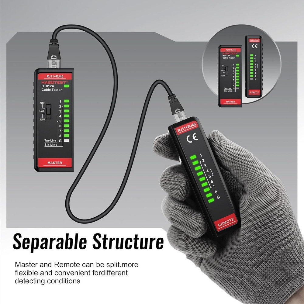 Durable Ethernet Cable Tester with LED Display for Quick Wiring Diagnostics