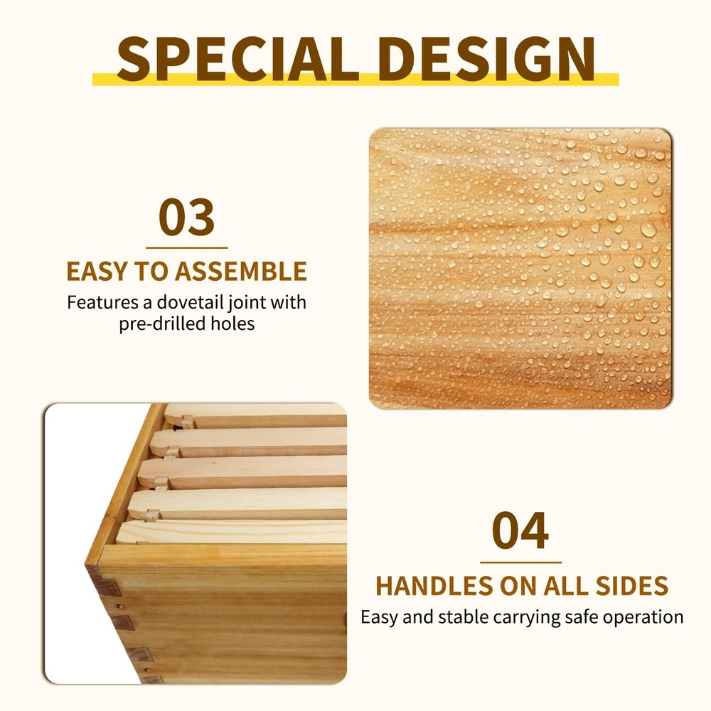 10 Frame Bee Hive Box Langstroth Medium Super Box Dipped in Beeswax, Bee Box ...