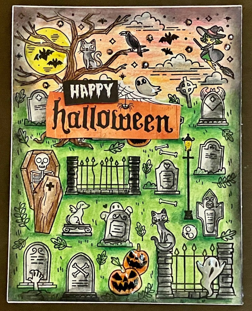 Halloween - Grave Yard scene -  handmade card By DEE