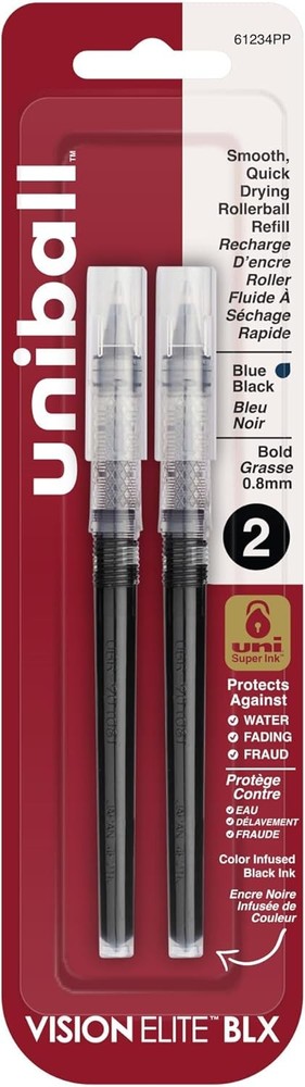 Vision Elite Pen Refill, Bold Tip, Assorted Colors, 2 Refill Pack