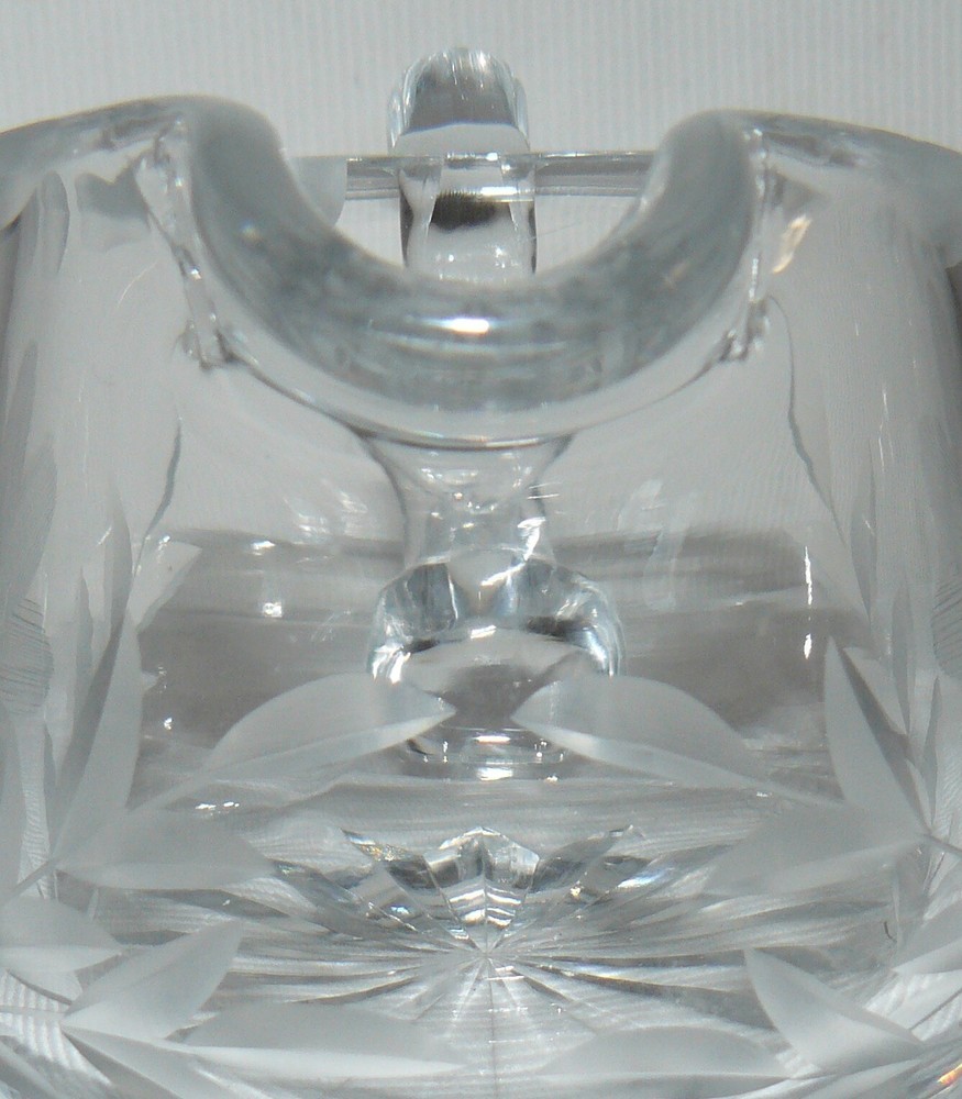 Thick Glass Cream & Sugar Bowls Flower Star Pattern 3"