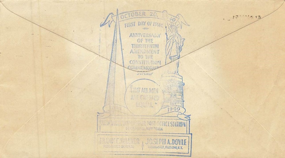902 3c 13th AMENDMENT - Intercity cachet - NYPO cachet on back