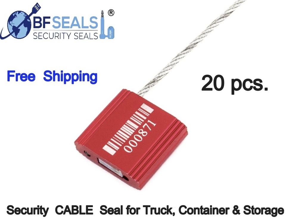 CABLE  Security Lock Seal with 2.4mm-12"  20 pcs. Numbered / Barcode, RED