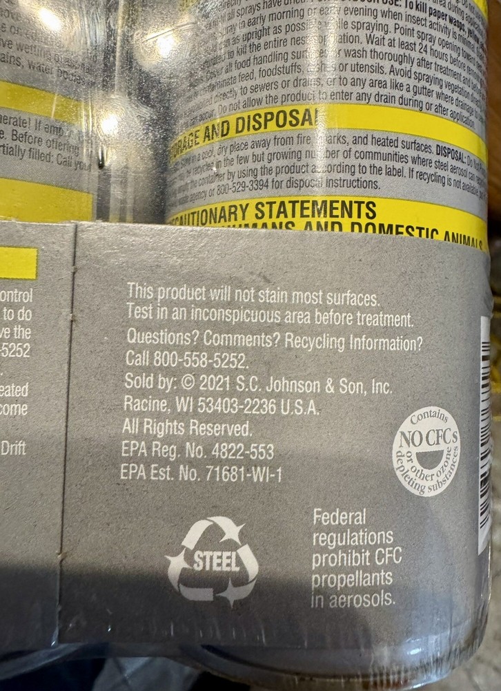 3 Raid Defend Wasp Hornet Yellow Jacket Spray Cans 14oz. Value Pack