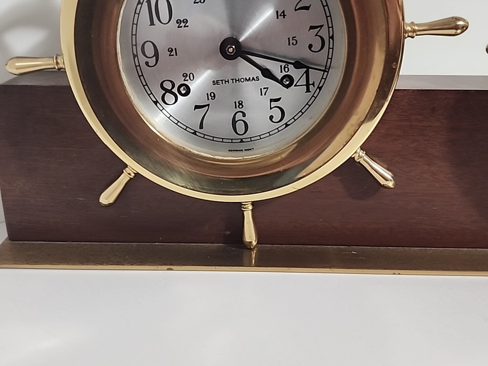 Seth Thomas Ships Bell Brass Helmsman Clock & Barometer E537-011