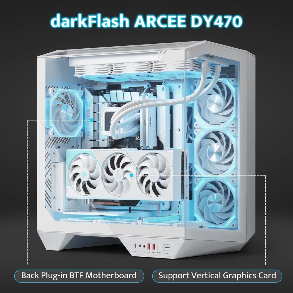 darkFlash DY470 PC Case White Dual Chamber