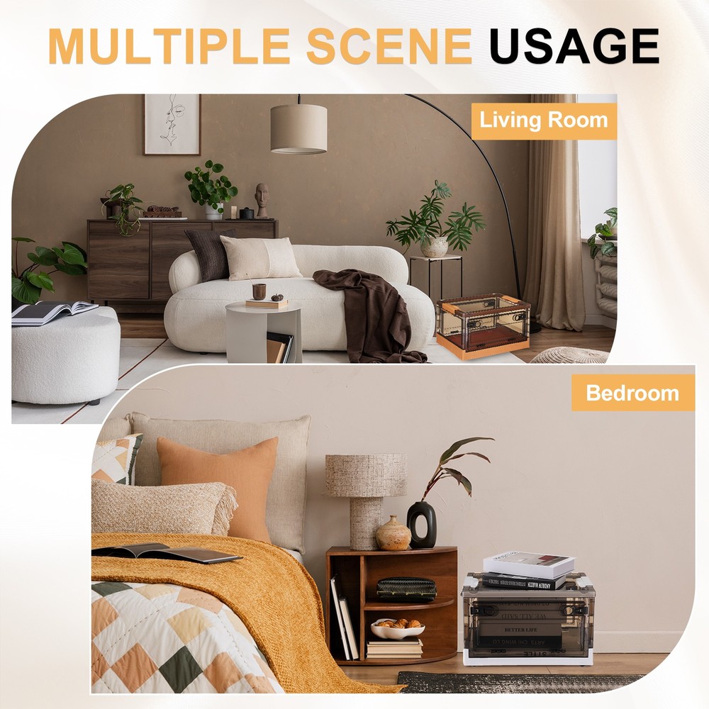 26.4 Quart Plastic Stackable Storage Bins Foldable Box for Bedroom(Green)