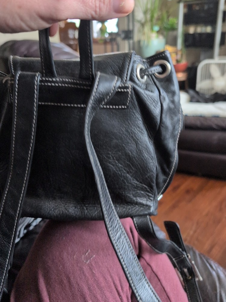 Vintage Black Prelinda Genuine Leather Backpack