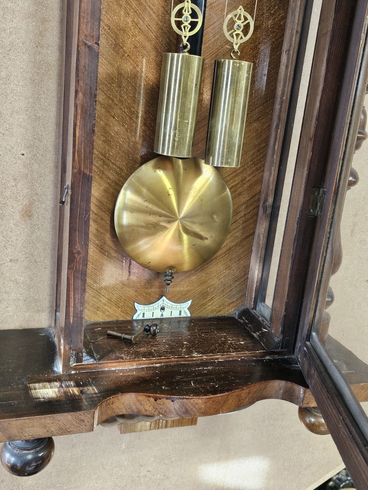 Large Walnut Twin Weight Vienna Wall Clock
