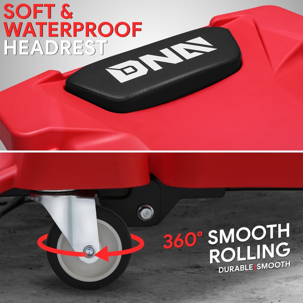 Foldable Low Profile Creeper for For Auto Mechanics Garage Stool Rolling Red