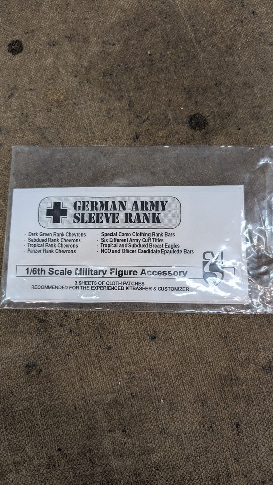 Instruction Manual, German Army 1/6th Scale uniform Decals