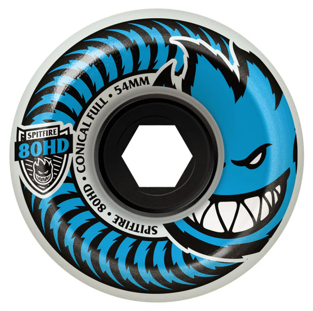 Spitfire 80HD Conical Full Wheels Set Clear Blue 56mm