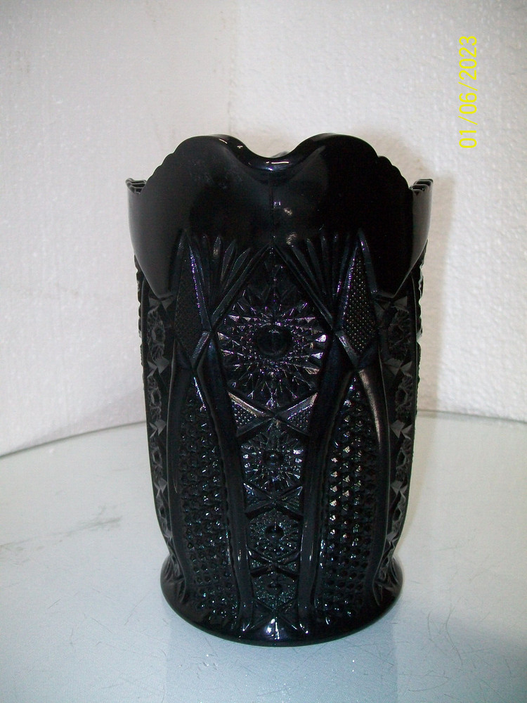 Sunburst Black Milkglass Pitcher