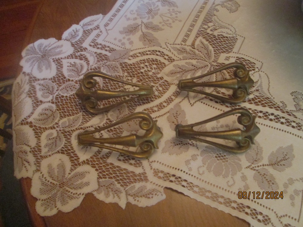 4 Vintage  Mid Century Modern Drawer Pulls- Metal