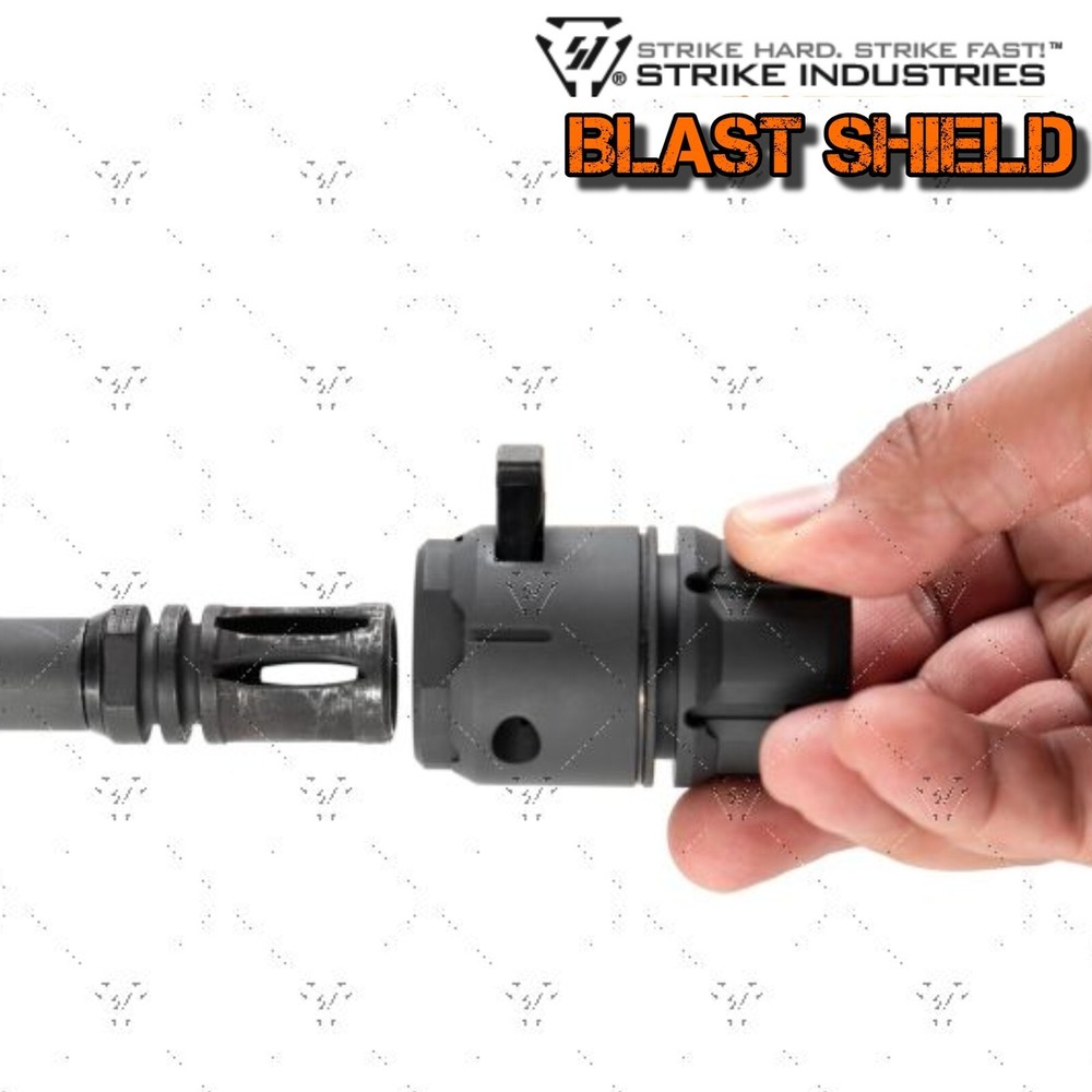 Strike Industrie LOCKING BLAST SHIELD - BLACK - REQUIRES BIRD CAGE COMP