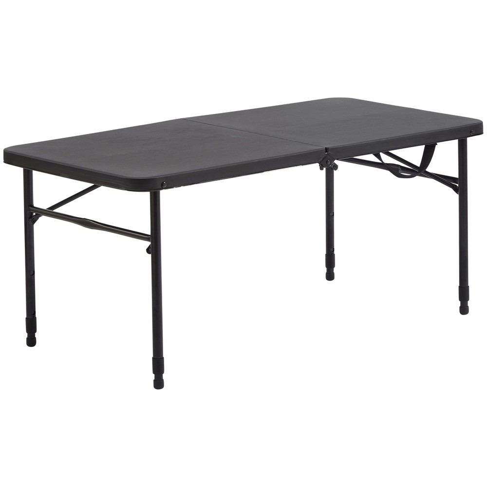 Mainstays 40" Plastic Adjustable Height Fold-in-Half Folding Table, Rich Black
