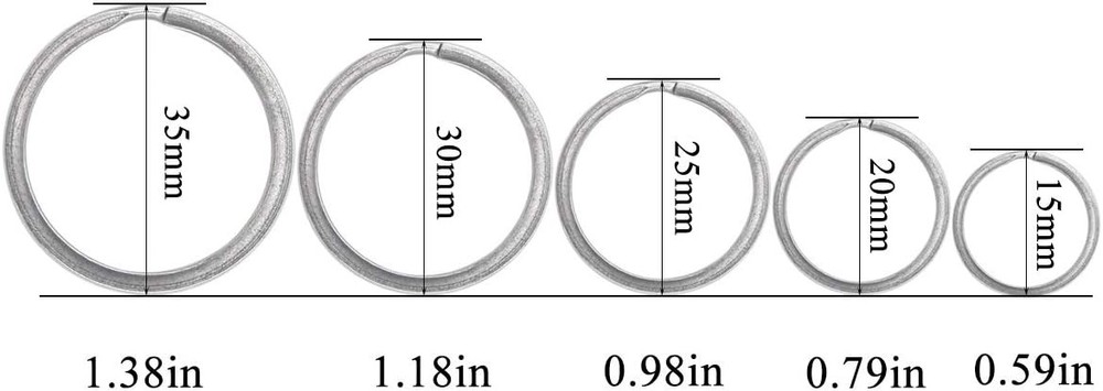 Key Rings, 304 Stainless Steel Round Flat Split Keychain Ring Large, Silver