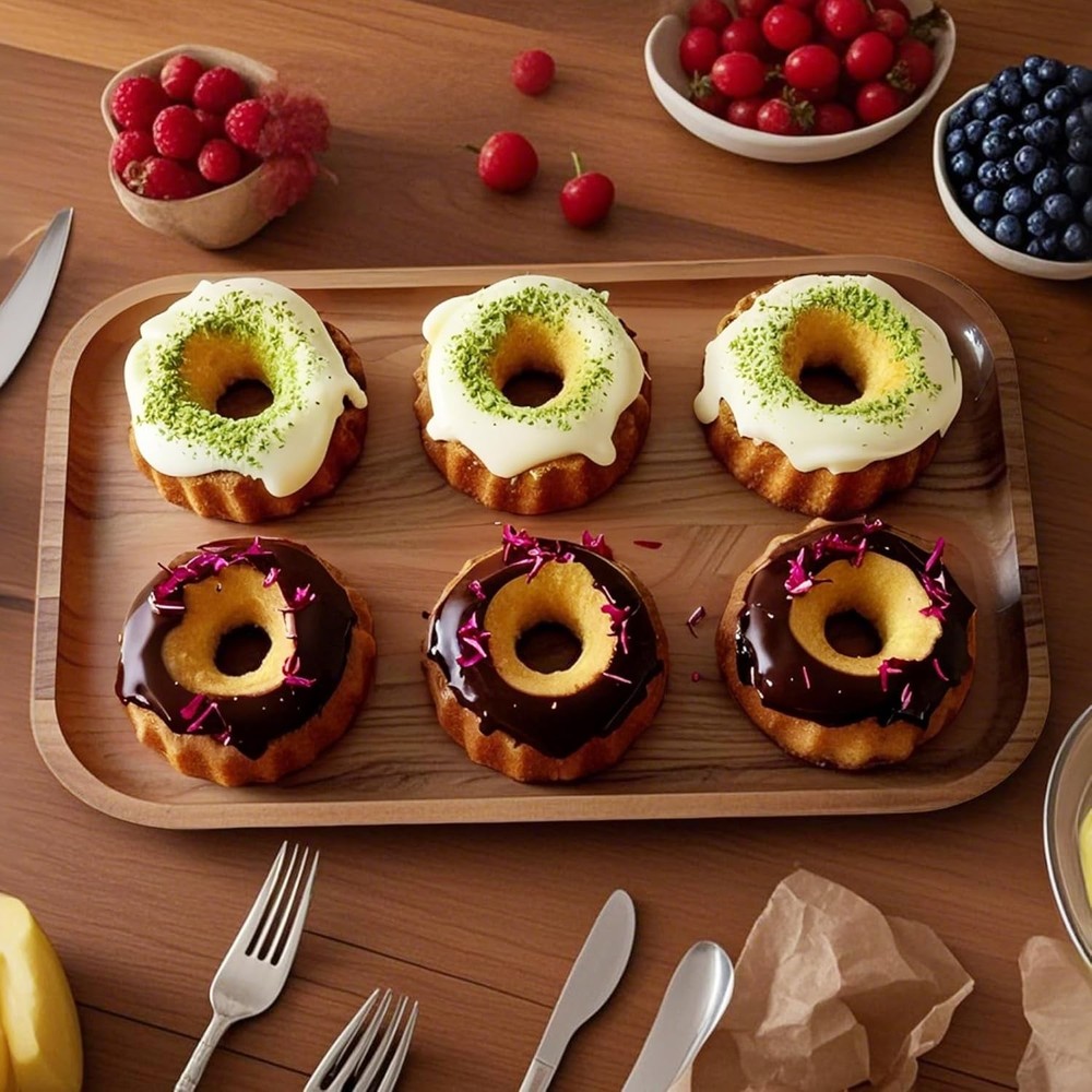 Mini Nonstick Silicone Cake Pans for Baking Cupcakes and Donuts - 2 Pcs