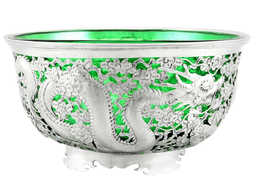 Antique Chinese Export Silver Bowl 1890s