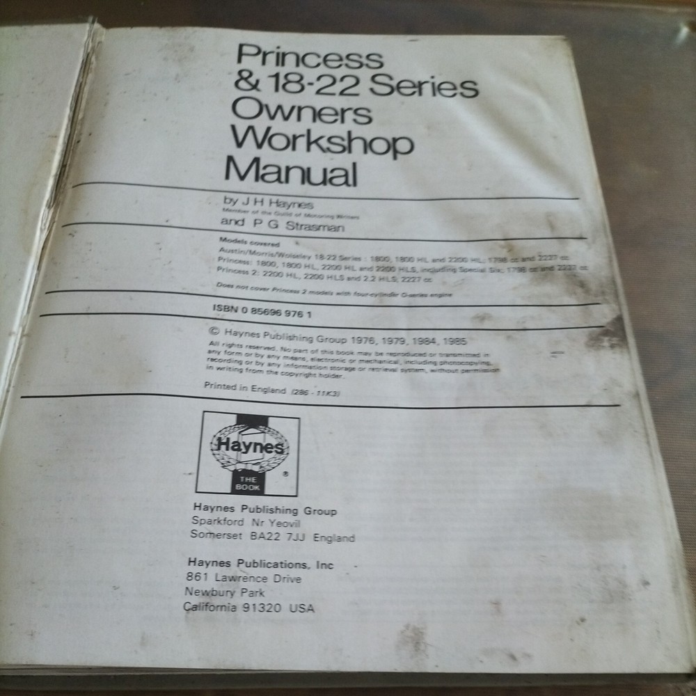 Haynes Workshop Manual For BL Princess