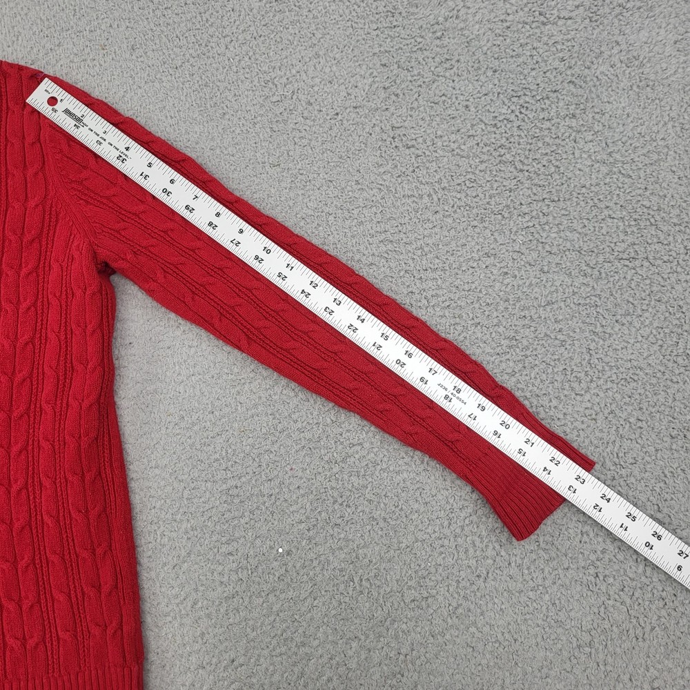 St. John's Bay Sweater Womens Medium Red Cable Knit Pullover
