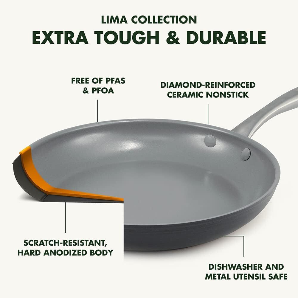 Lima Hard Anodized 11” Square Griddle Pan, Ceramic Nonstick, Gray