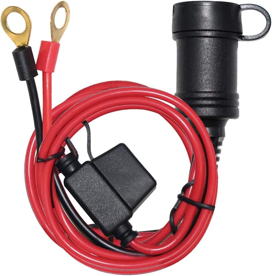 Water-Resistant 6FT Cigarette Lighter Extension Cable with 15A Protective Fuse