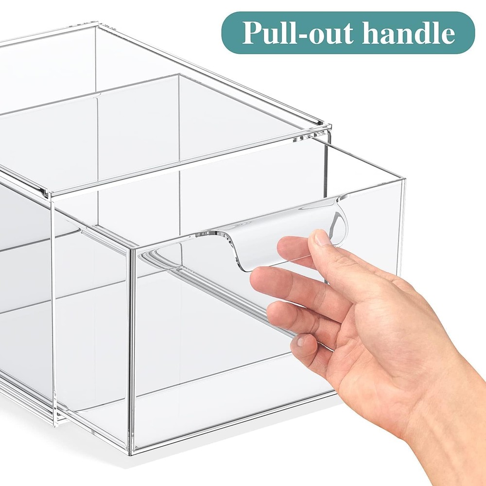 SpaceHacks 2 Pack Stackable Makeup Organizer and Storage, Acrylic Organizers，...