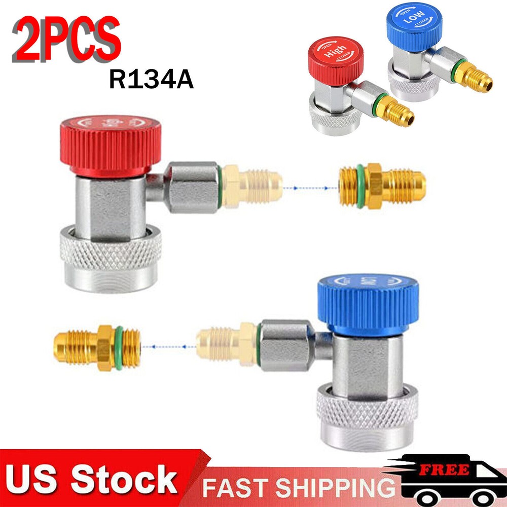 2X R134A Quick Connector Adapter Coupler Auto A/C Manifold Gauge Low/High System