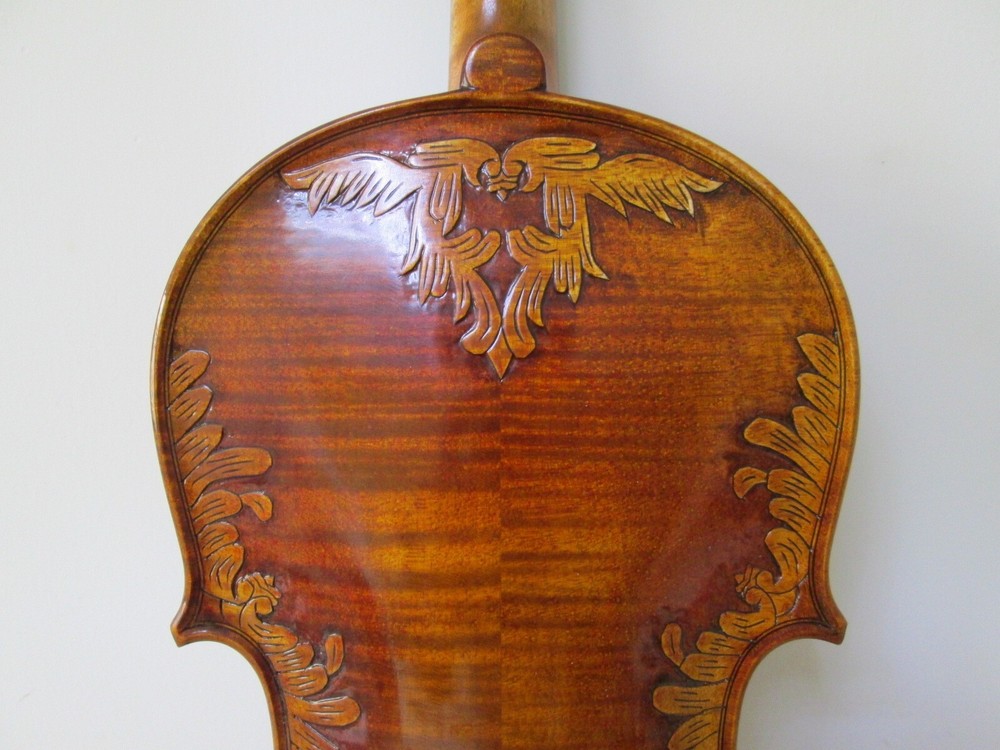 4/4 Violin Stradivarius Tiger Flame Maple Master Hand Carve Pattern 7#