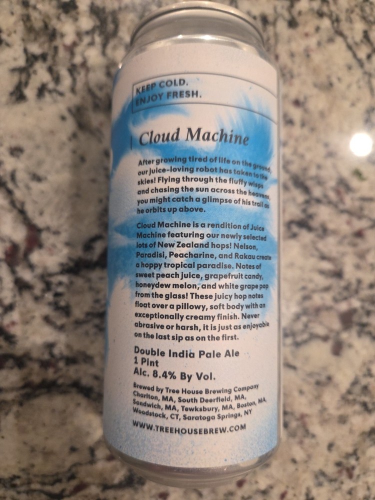 Tree House Brewing Company - Actual Empty Beer Can - Cloud Machine