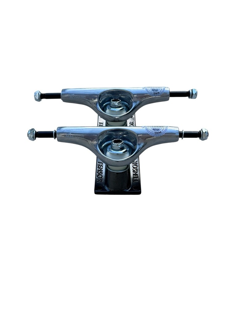 5.25 Tensor Mag Light Skateboard Trucks Silver Hangers/Black Baseplate